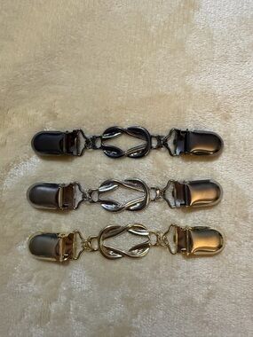 Set of 3 Decorative Sweater Clips - Silver & Gold Tones
